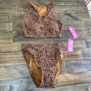 NINETY-NINE DEGREES JUNIORS CHEETAH PRINT BIKINI: BROWN: NWT: SIZE XS (0-1)